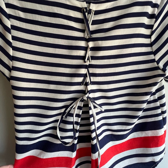 Everly Red, White & Navy Striped Tie-Back Top | Size S - Picture 7 of 7